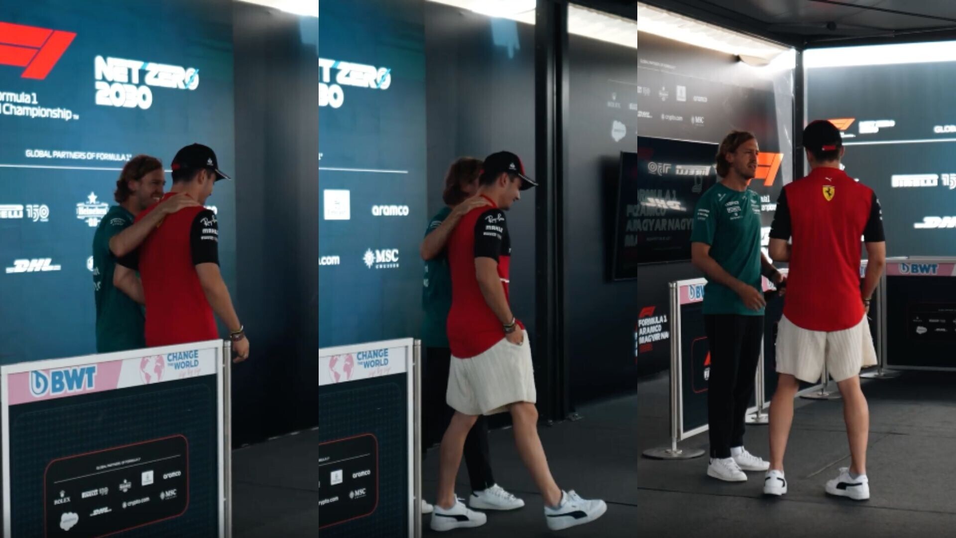 Vettel si ritira dalla F1 e va a consolare Leclerc: anche la Ferrari si commuove