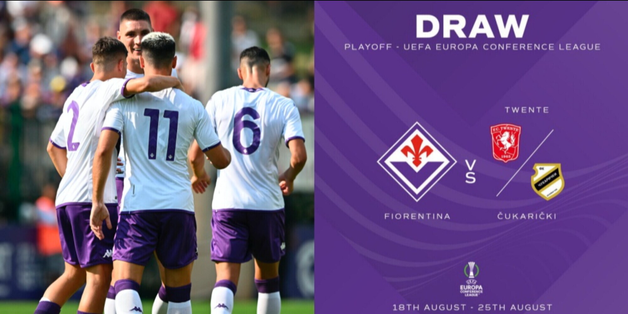 Fiorentina con la vincente di Twente-Cukaricki nel playoff di Conference League