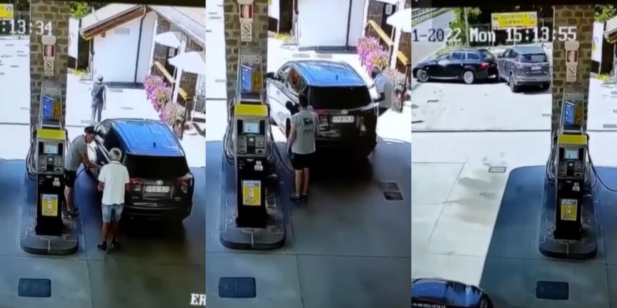 Benzina da incubo: si dimentica il freno a mano, e il Suv finisce contro il guardrail!