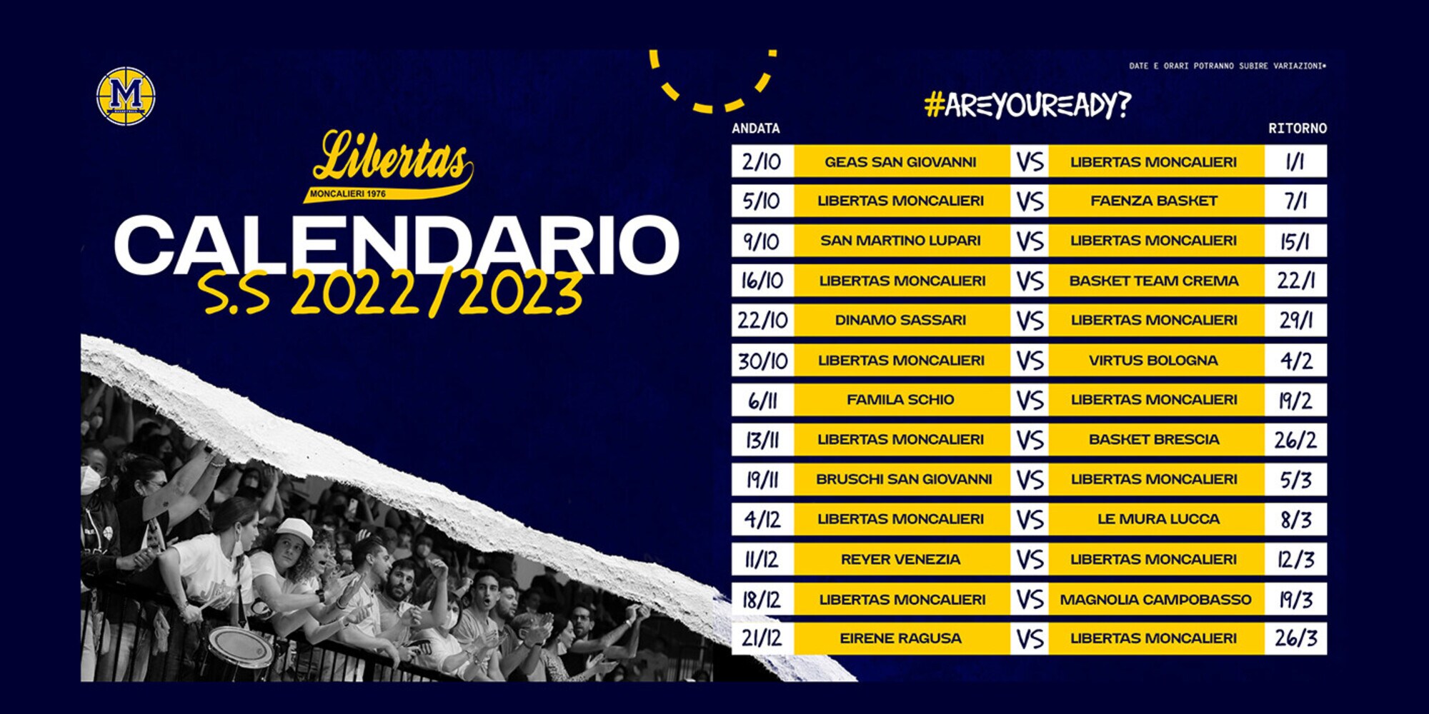 Akronos Moncalieri: svelato il Calendario della stagione 2022/2023
