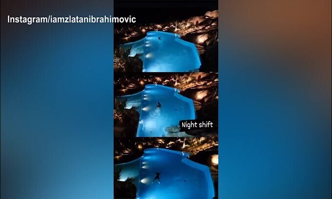 Milan, allenameno notturno in piscina per Ibra