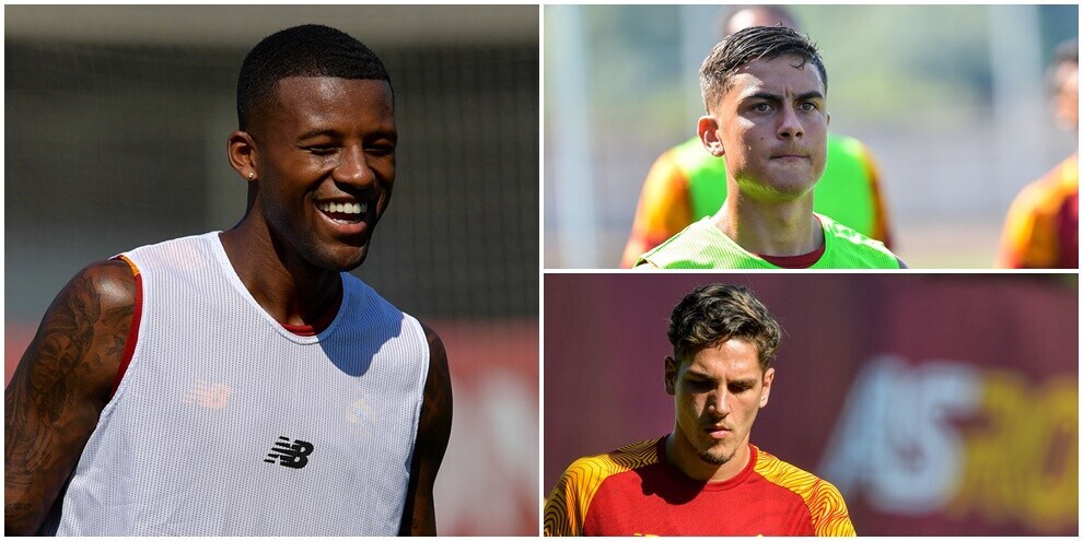 Roma, Wijnaldum si diverte e suda con Dybala e Zaniolo