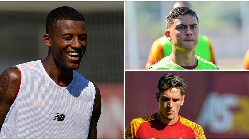 Roma, Wijnaldum si diverte e suda con Dybala e Zaniolo
