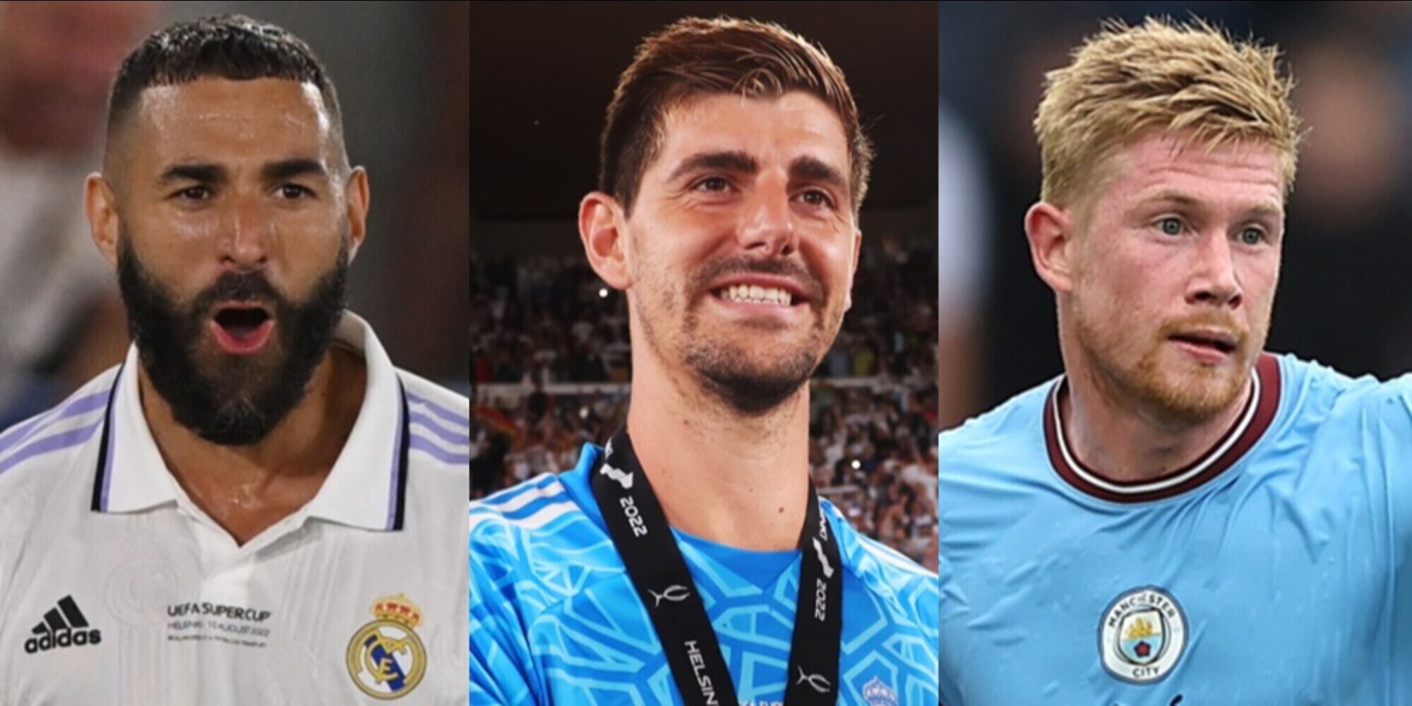 Benzema, Courtois e De Bruyne in lizza per il premio Uefa 'Calciatore dell'Anno'