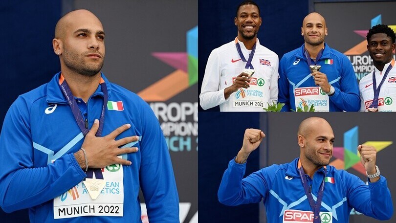 Europei, la festa di Jacobs sul podio dopo l'oro nei 100m