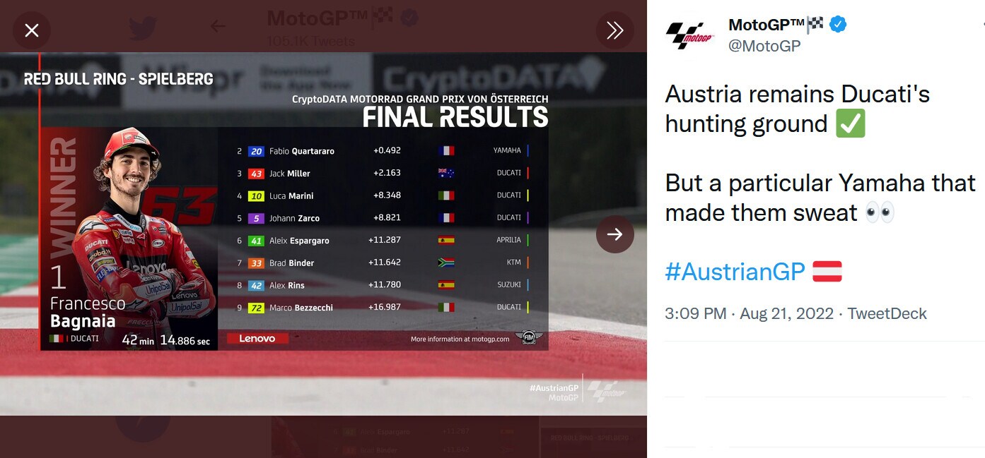 Moto Gp, Austria: successo per Pecco Bagnaia