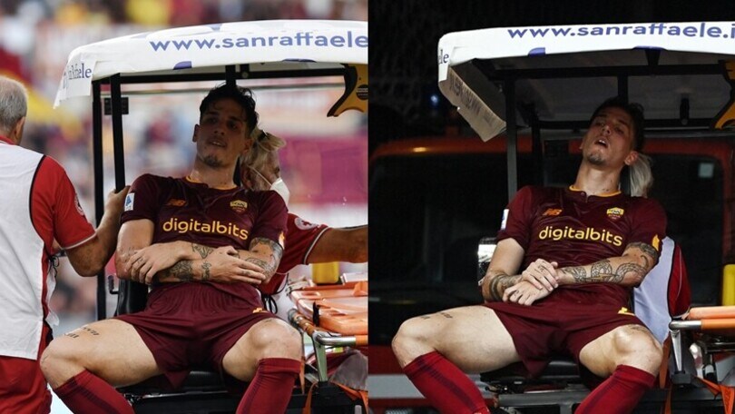 Roma, Zaniolo esce in barella per un infortunio alla spalla sinistra