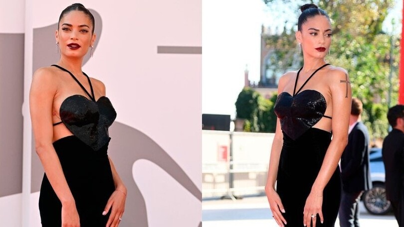 Elodie attrice a Venezia: abito nero incantevole sul red carpet