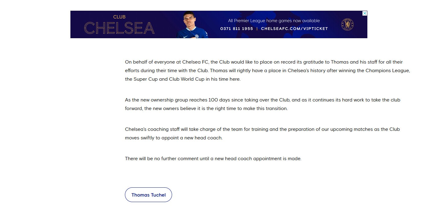 Clamoroso al Chelsea, Tuchel esonerato