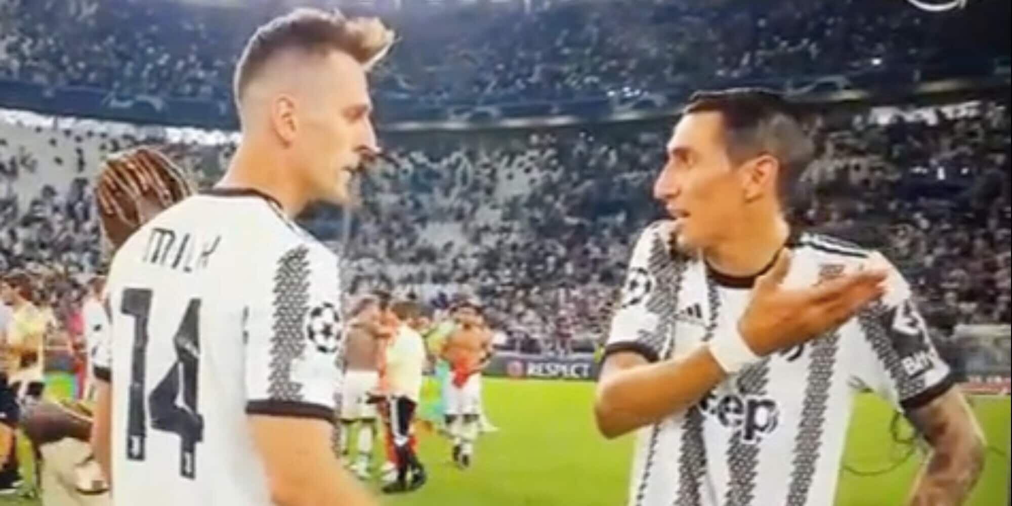 Juve, Di Maria incredulo con Milik: "Ma perché ti ha cambiato?" VIDEO