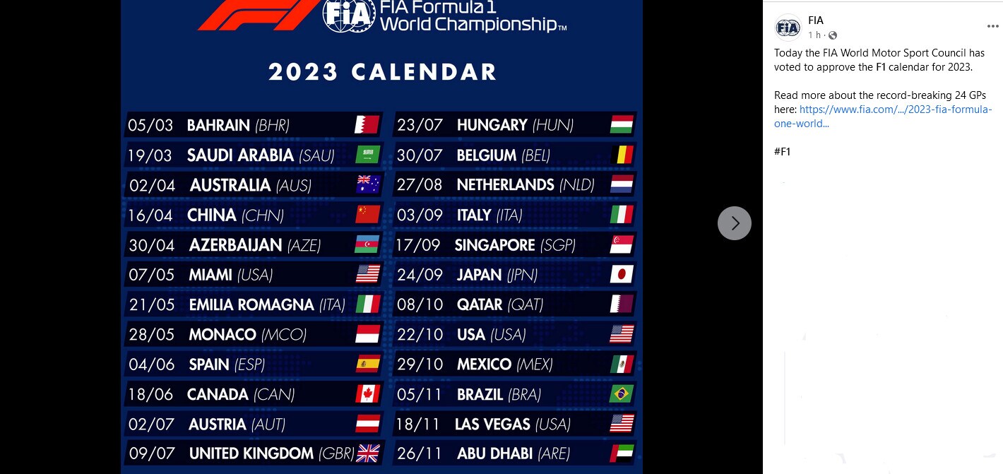 F1, ecco il calendario 2023: ci sono Imola e Monza