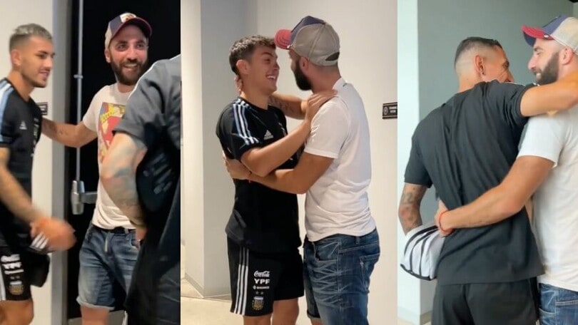 Higuain a sorpresa nel ritiro dell'Argentina: che abbracci con Dybala e Di Maria!