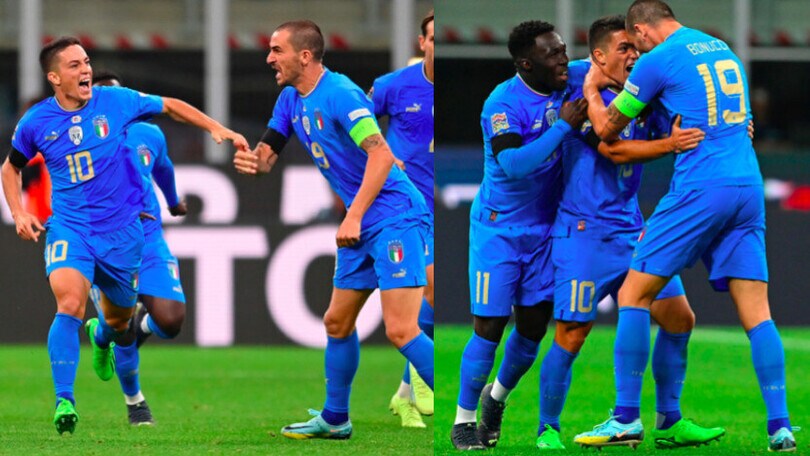 Raspadori, gol decisivo in Italia-Inghilterra ed esultanza con Bonucci