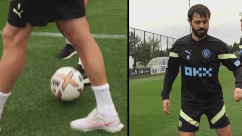 Bernardo Silva fa tunnel ad Haaland mentre cammina