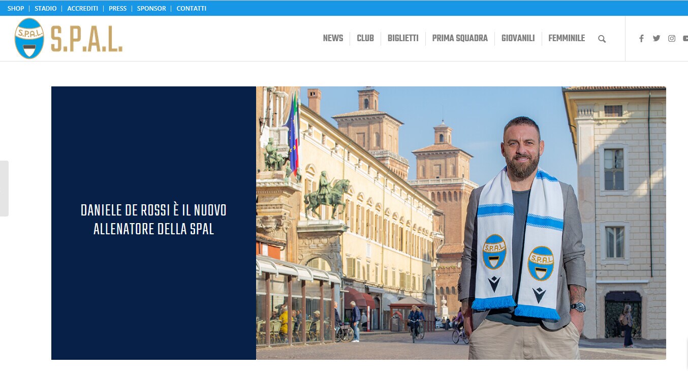 Ufficiale, Spal: De Rossi è il nuovo allenatore