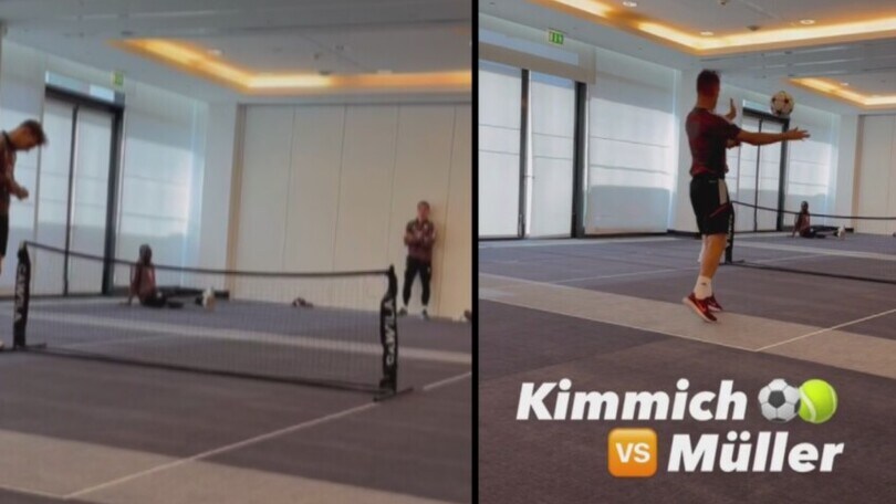 Müller e Kimmich si sfidano a calcio-tennis. Chi avrà la meglio?