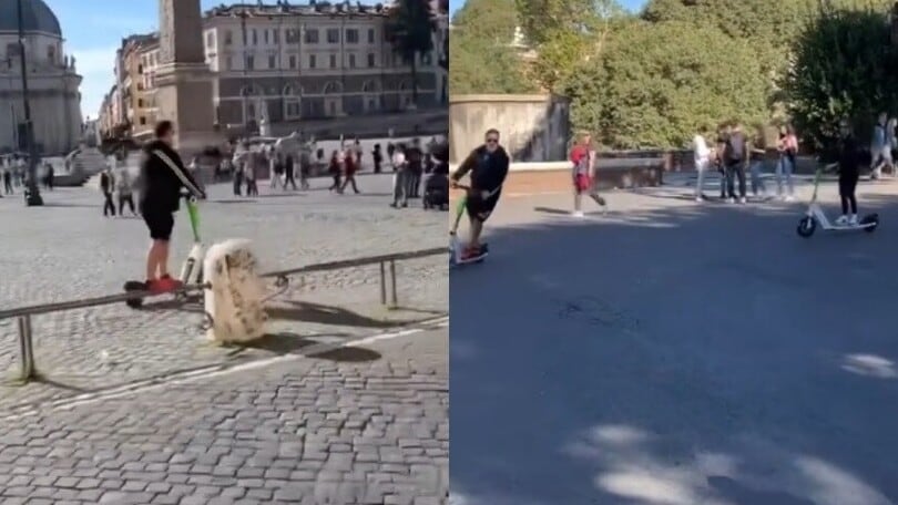 Russell Crowe scopre le meraviglie di Roma a bordo di un monopattino