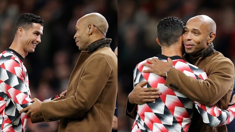 Premier, l'abbraccio tra Cristiano Ronaldo e Henry prima di United-Tottenham