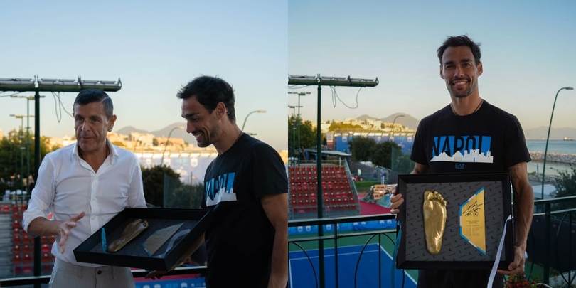 Atp Napoli, Fognini vince all'esordio e riceve il piede di Maradona