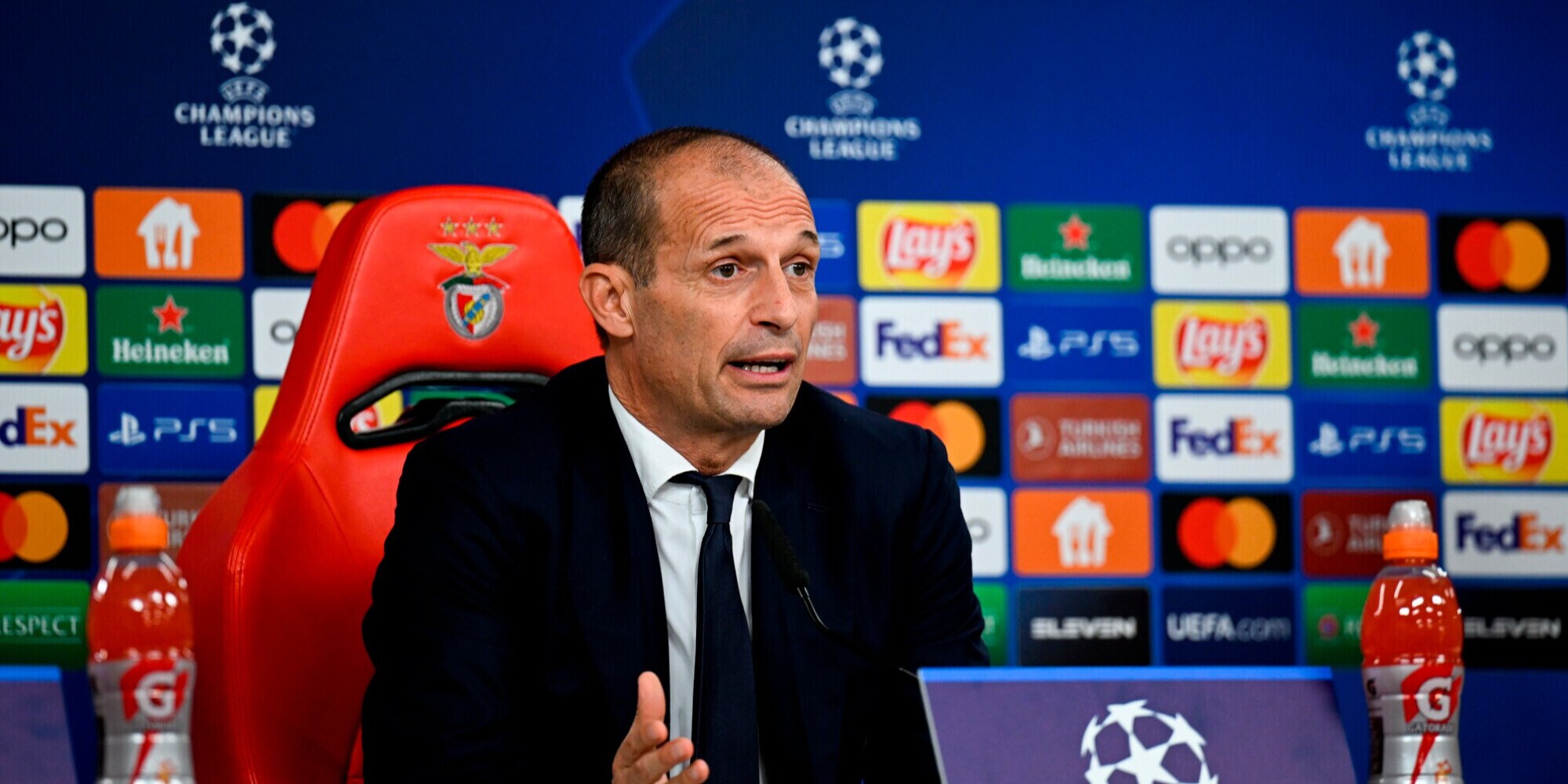 Benfica-Juventus, Allegri: "Qui per vincere, ma non dipende solo da noi"