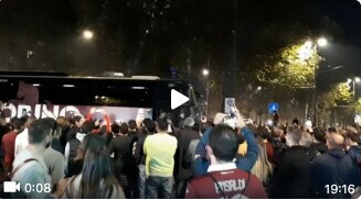 Torino, l'arrivo del pullman granata
