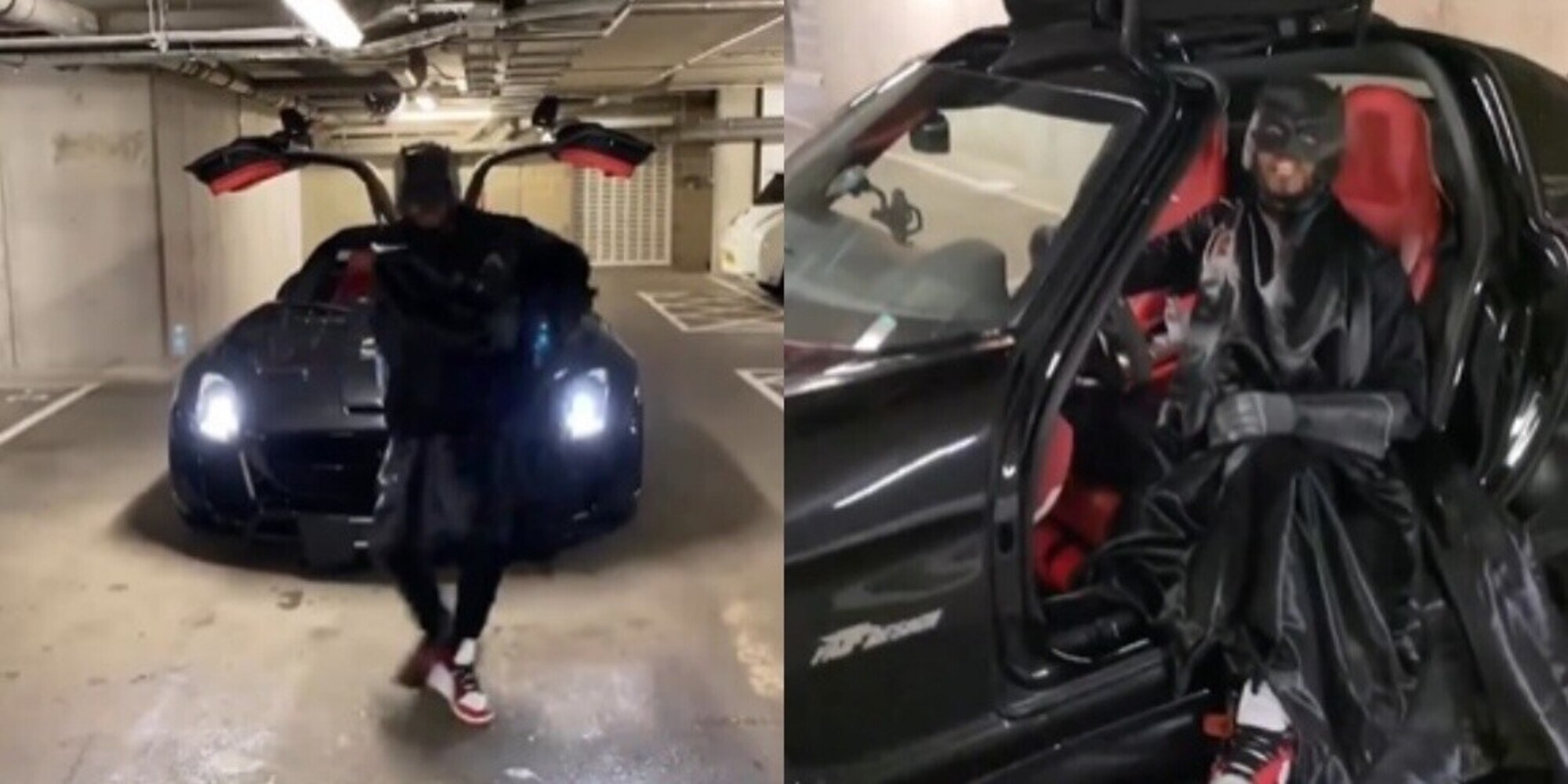 Batman Evra, Halloween show su una Mercedes da 200mila euro VIDEO