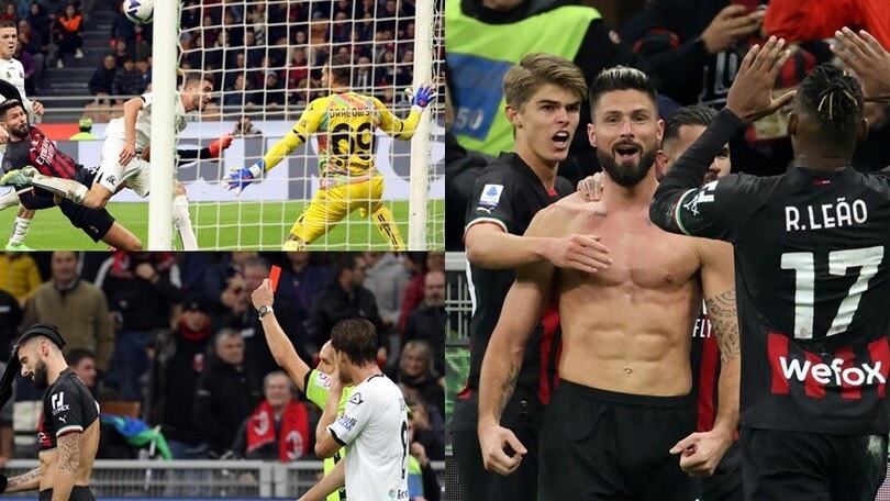 Giroud come Milik: decide Milan-Spezia con un capolavoro e si fa espellere