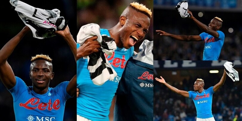 Napoli-Udinese, Osimhen e la maglietta bianconera