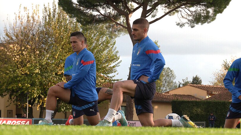 Azzurri in campo a Coverciano