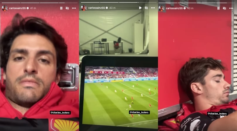 Sainz e Leclerc, che noia Spagna-Costa Rica: c'è Charles che sonnecchia!