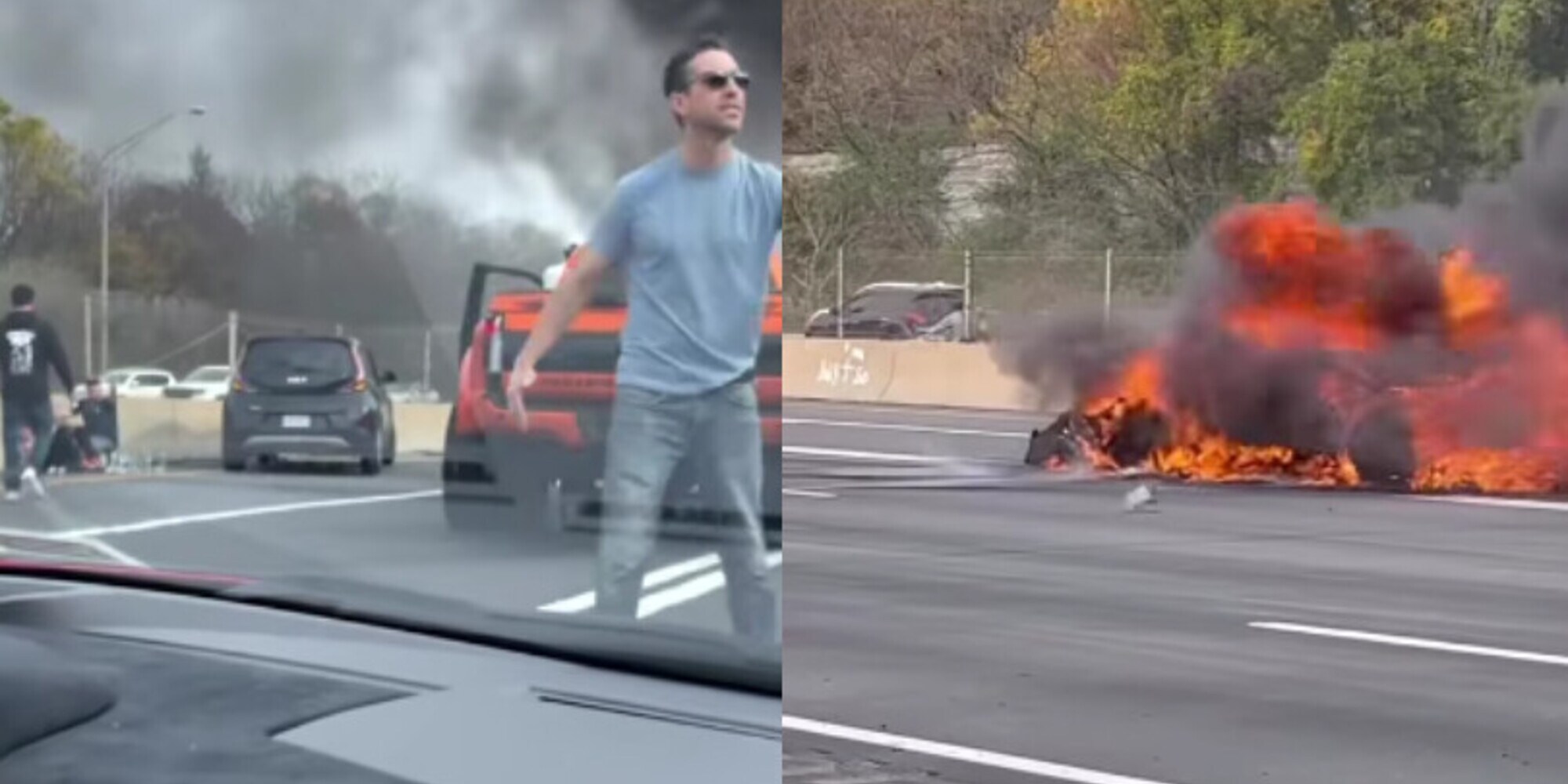 Due Lamborghini si scontrano e si incendiano: guidatore salvato per miracolo