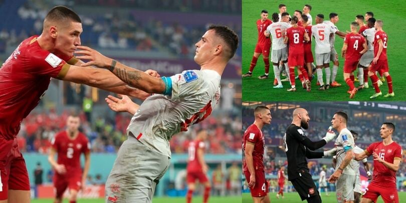 Serbia-Svizzera, rissa in campo: Milenkovic contro Xhaka