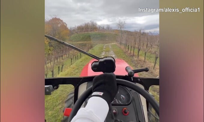 Friuli, giro sul trattore tra i vigneti per Sanchez
