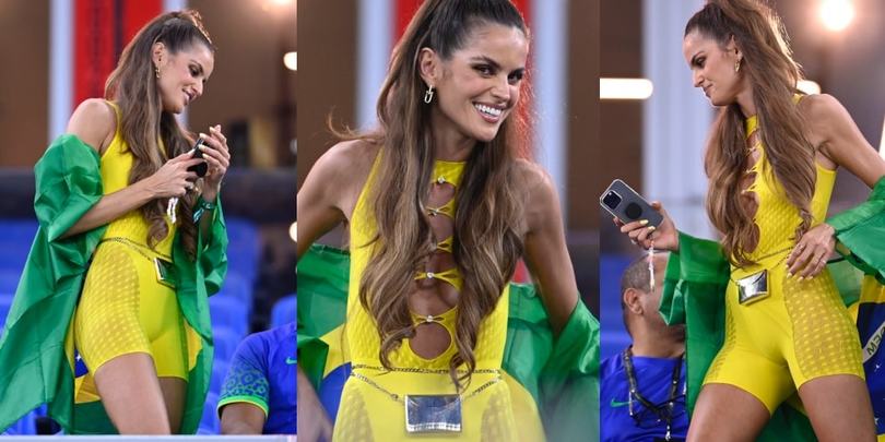 Izabel Goulart, la fidanzata di Trapp in tribuna per tifare Brasile