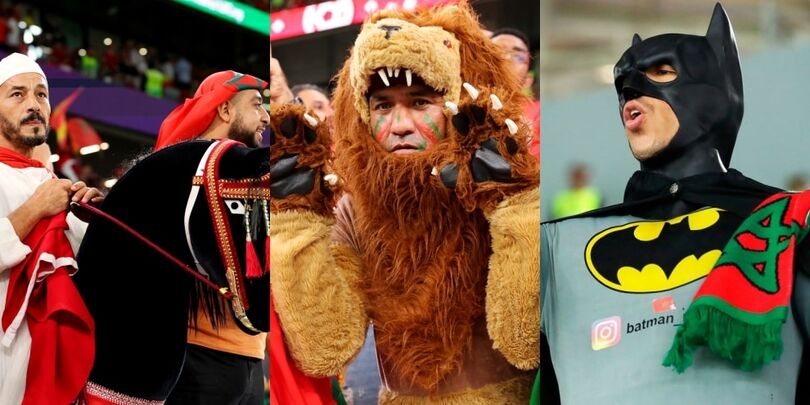 Marocco-Spagna, che tifo! Sugli spalti tra cavalli, leoni e... Batman!