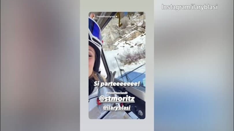 Michelle Hunziker e Ilary Blasi, discesa sulla neve di Saint Moritz