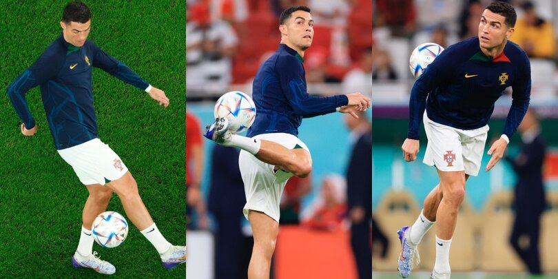 Ronaldo show nel riscaldamento: non pensa alla panchina e fa magie con il pallone