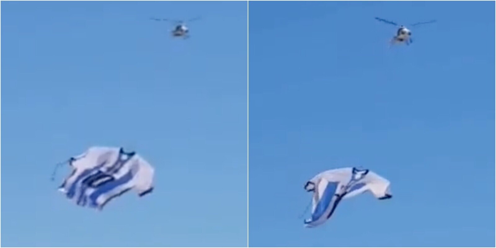 Argentina, a Rosario l'elicottero con la maglia gigante di Messi