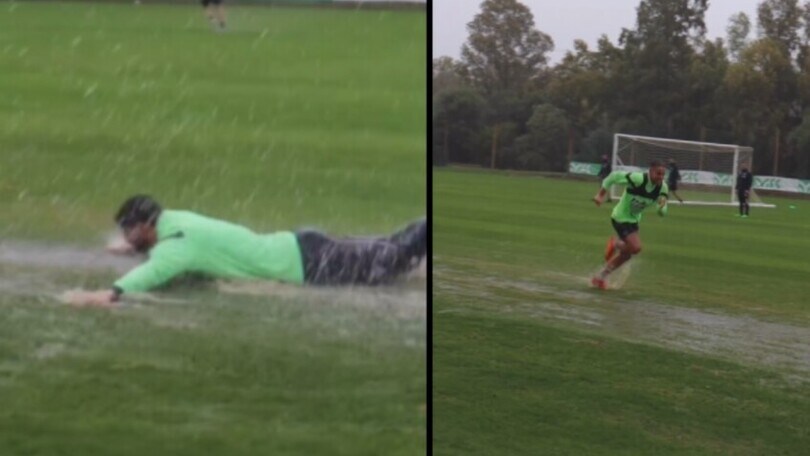 Berardi, Frattesi e Rogerio si divertono con una sfida di aquaplaning