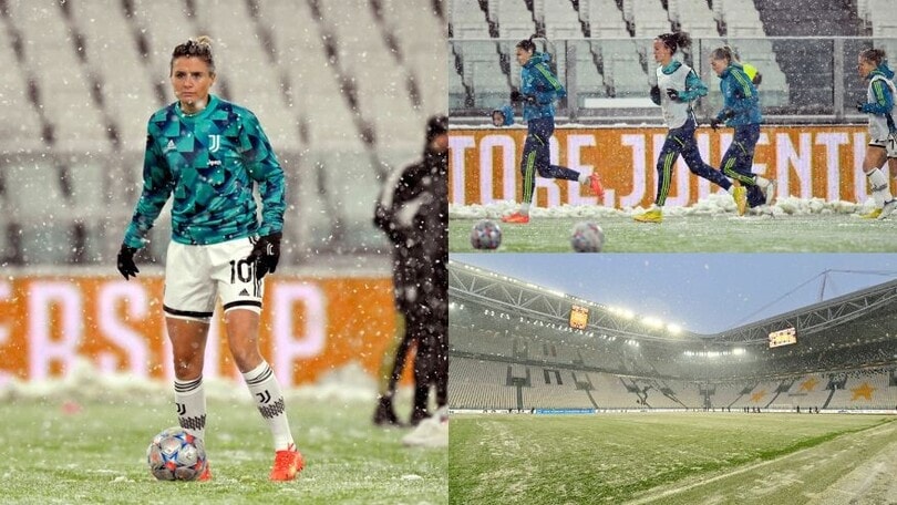 Juventus Women-Zurigo, c'è la neve allo Stadium: la sfida partirà alle 19.30