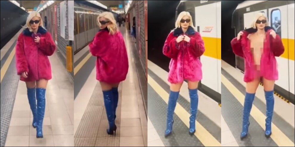 Beatrice Quinta nuda: la regina di X Factor si spoglia in metro a Milano VIDEO
