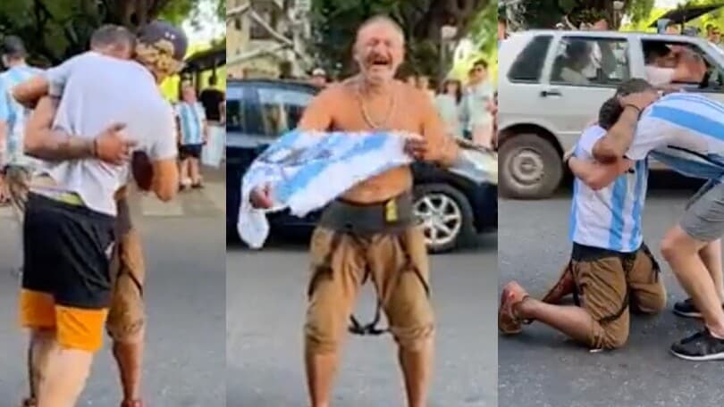 Argentina, un tifoso regala la maglia a un mendicante: la reazione è da brividi