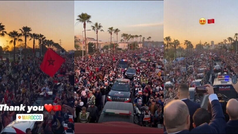Marocco, che festa! Giocatori osannati dalla folla al ritorno dal Qatar