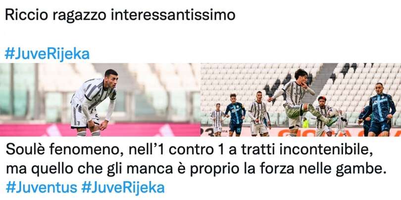 Juve-Rijeka pagelle social: Soulé e Riccio appreciation society