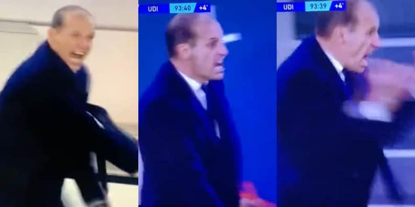Allegri scatenato, lo show in Juve-Udinese finisce con un cartellino...