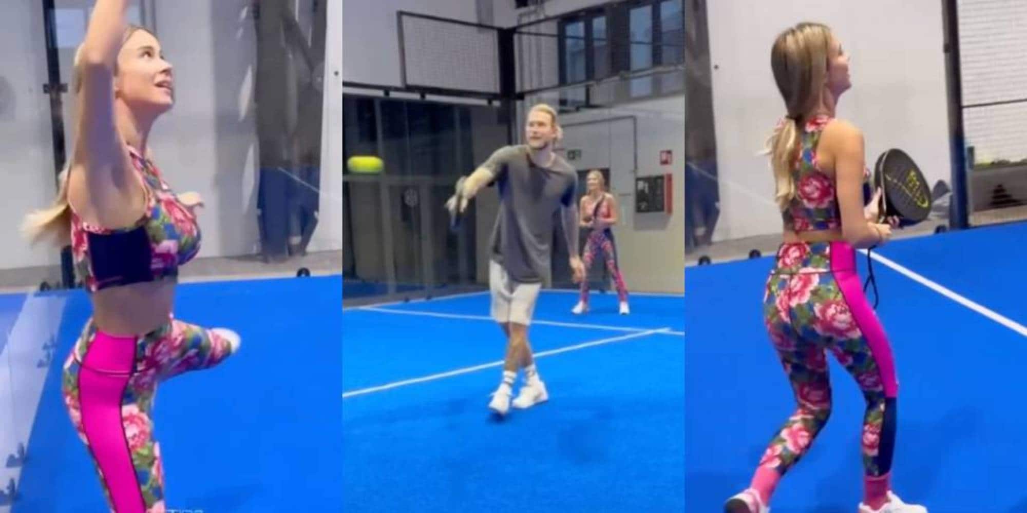 Diletta Leotta e Karius si sfidano a padel: lui non si trattiene e... VIDEO