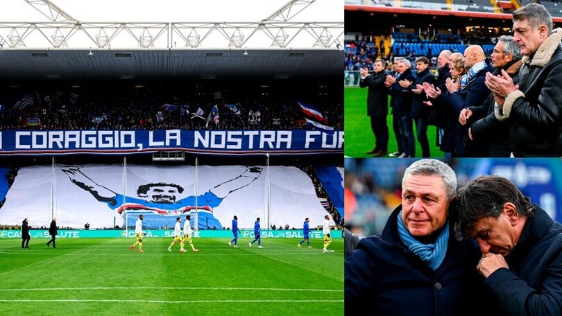 Vialli, Lanna e gli ex compagni in lacrime: l'emozionante omaggio della Gradinata Sud
