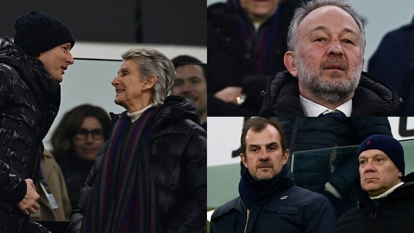 Elkann con Ferrero, Scanavino e Calvo: il gotha Juve in tribuna