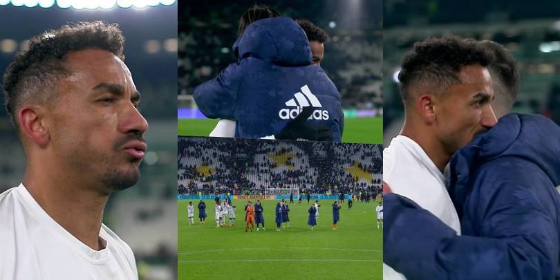 Danilo, occhi lucidi e abbracci con i compagni alla fine di Juve-Atalanta