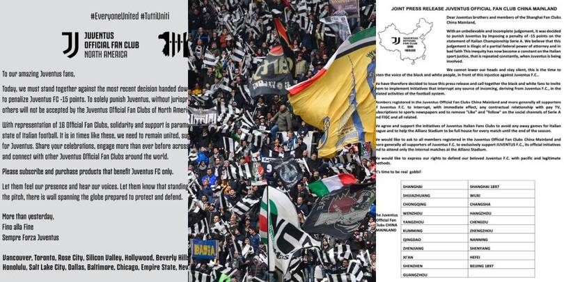 Juve, la protesta social dei club ufficiali corre dall'Italia fino a Cina e Nord America